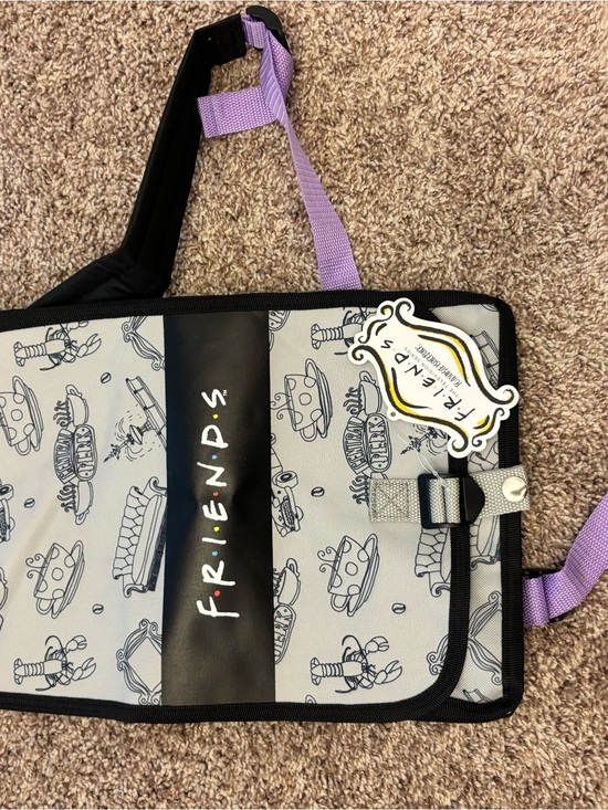 FRIENDS Handbags - FRIENDS Gray & Black Patterned Backpack with Lavender Straps